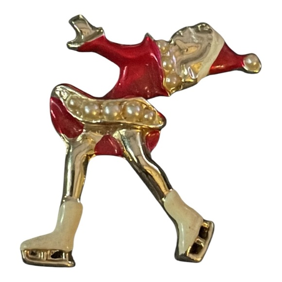 ⛸️✨ Vintage Enamel Skating Girl Brooch ✨⛸️ - Picture 2 of 3